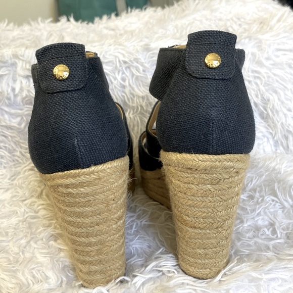 New-Michael Kors Berkeley Canvas Navy Blue Wedge Sandal - Picture 6 of 8